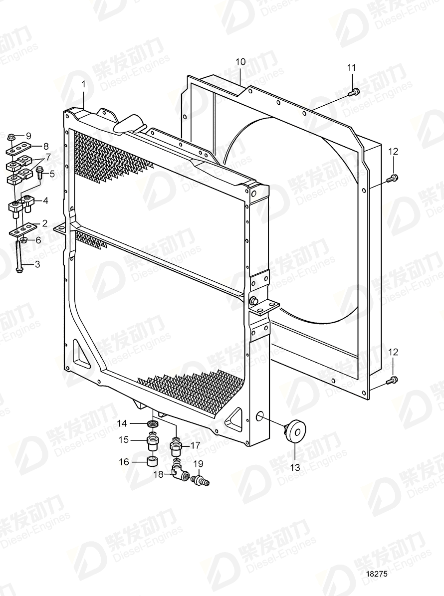 VOLVO Fan shroud 3829341 Drawing